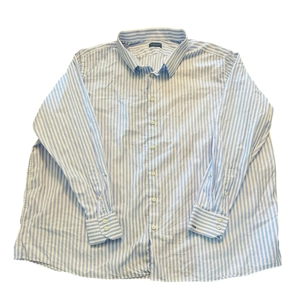 Proper Cloth Custom Button Up Dress Shirt - Mens Size 3XL - Blue White Stripe